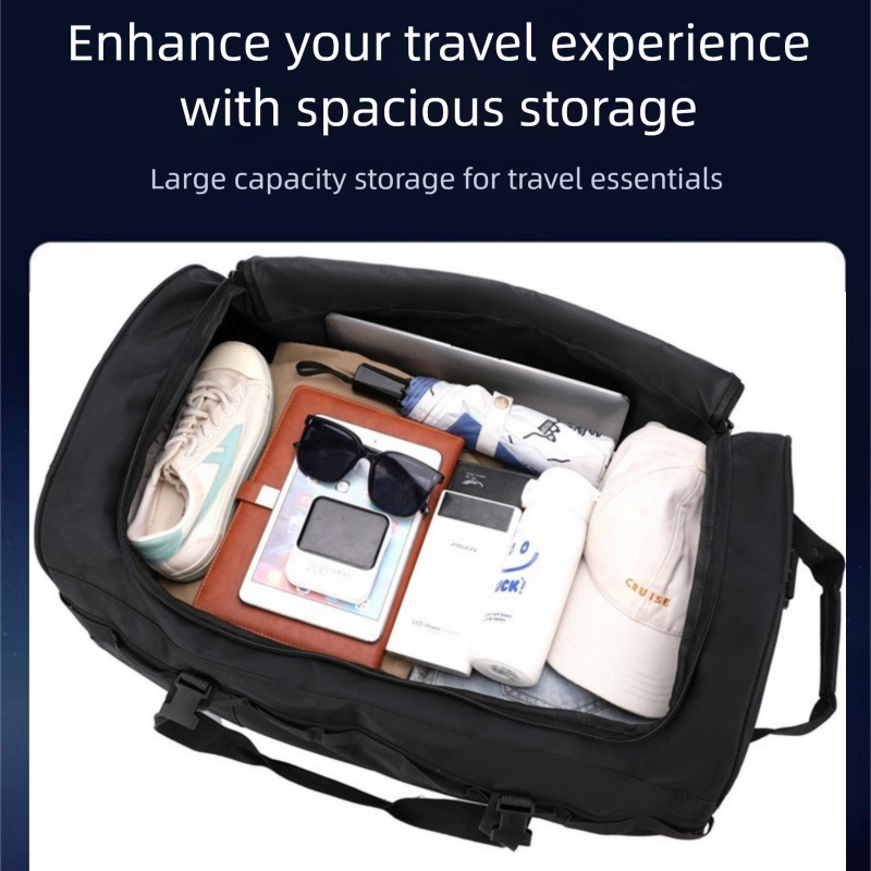 Foldable Rolling Luggage Bag - 頑丈な折りたたみ式防水ホイール付きダッフルバッグ、調節可能なショルダーストラップ付きローリングトラベルジムラゲッジ