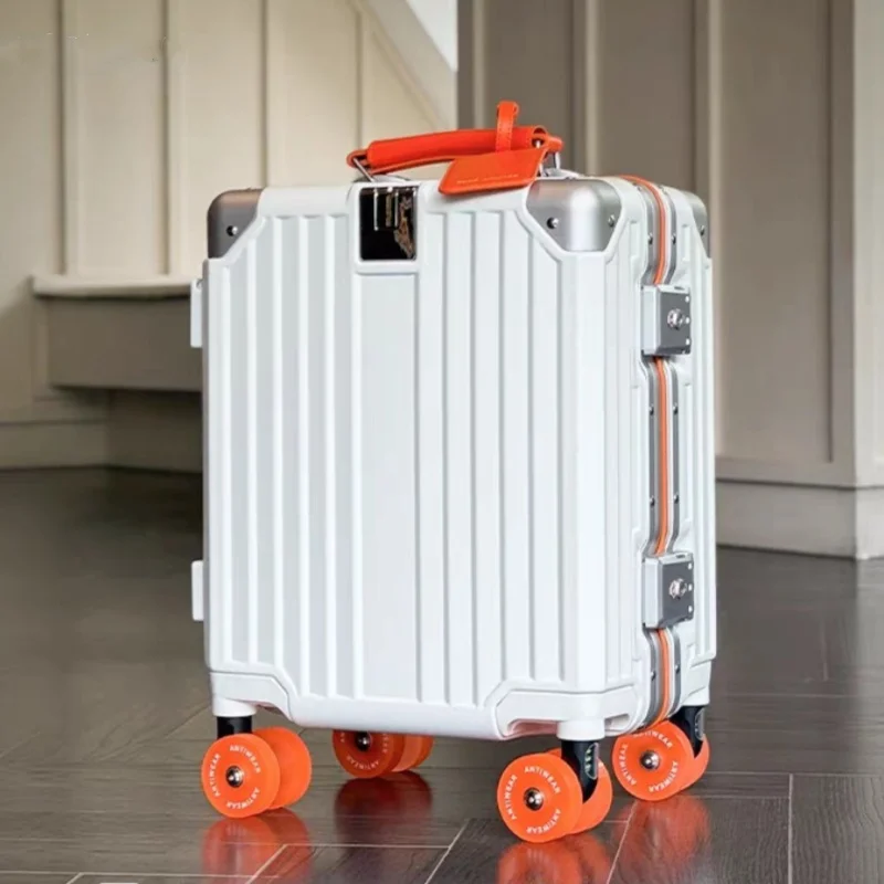 Aluminum Frame Carry On Luggage - 14インチ軽量トラベルローリングラゲージ、TSAロック付きアルミフレームトロリーバッグ、機内持ち込み可能、チェックイン不要