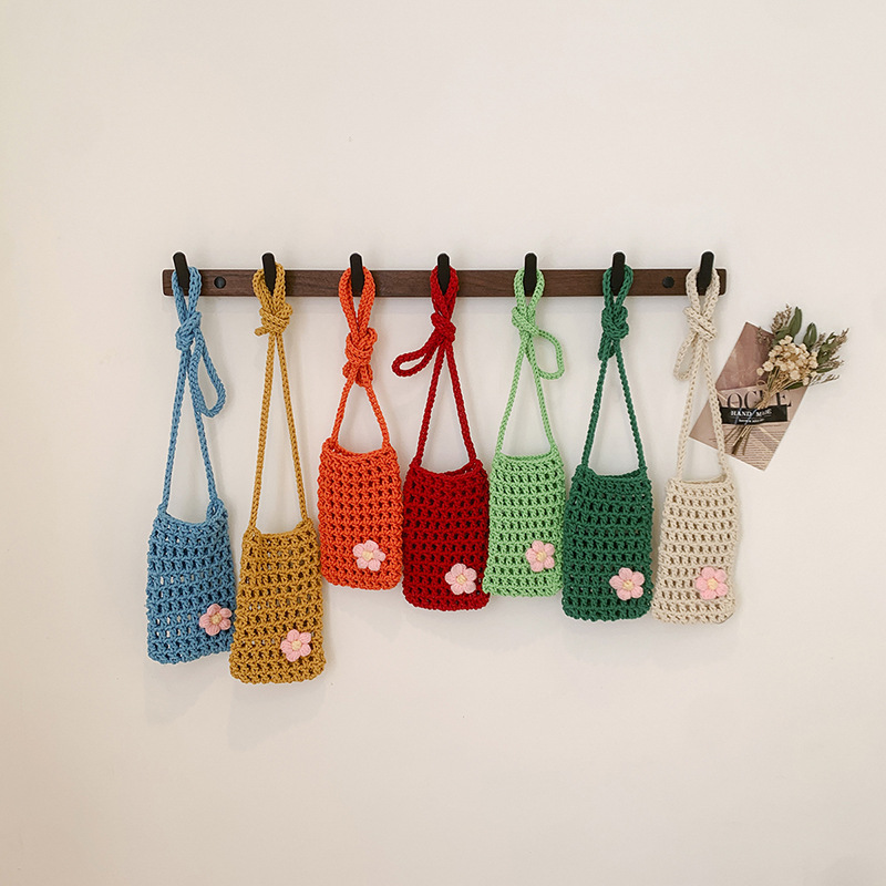 Handbags - 1 個新しい中空ニット多目的電話バッグ小物雑貨軽量編み込みショルダーハンドバッグクロスボディ収納バッグ