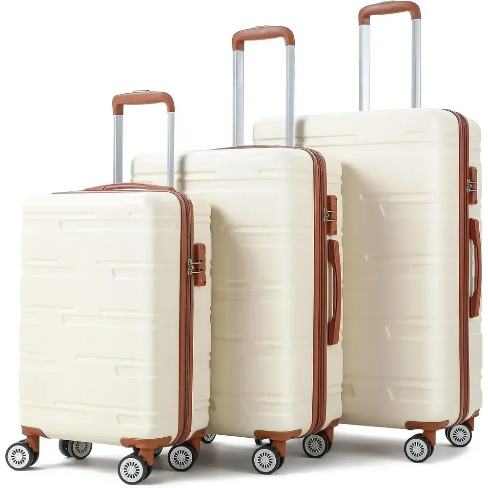 Expandable Hard Shell Luggage Set - 拡張可能な3ピースハードシェルラゲージセット（スピナーホイール付き）（20/24/28インチ）