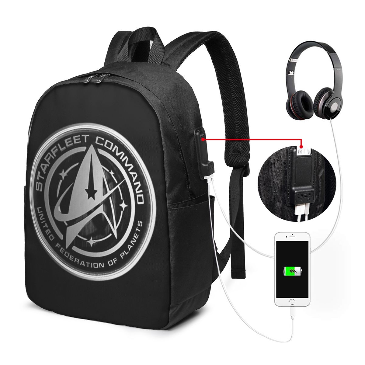 Backpacks - スタートレック SF テレビシリーズ バックパック トラベルノートブックバッグ コンピューター