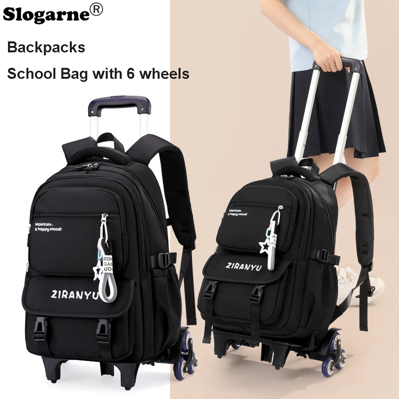 Foldable Rolling Luggage Bag - 学生用トロリーバックパック キッズ 2026年新作 6輪ローリングバックパック 女の子 男の子