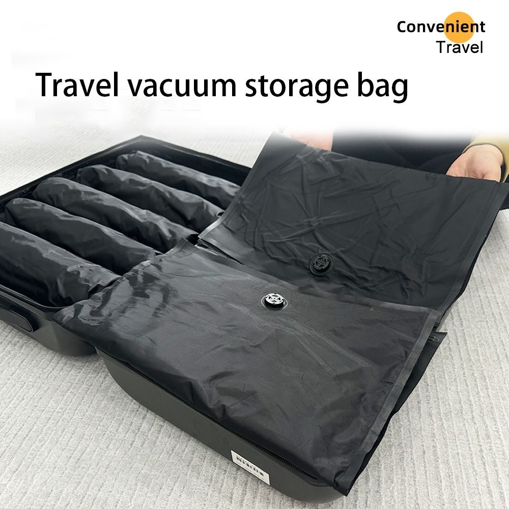Luggage - 新しい再利用可能なハンドロール式真空バッグ、防塵スペースセーバー真空圧縮バッグ、旅行用ポータブル荷物真空収納バッグ