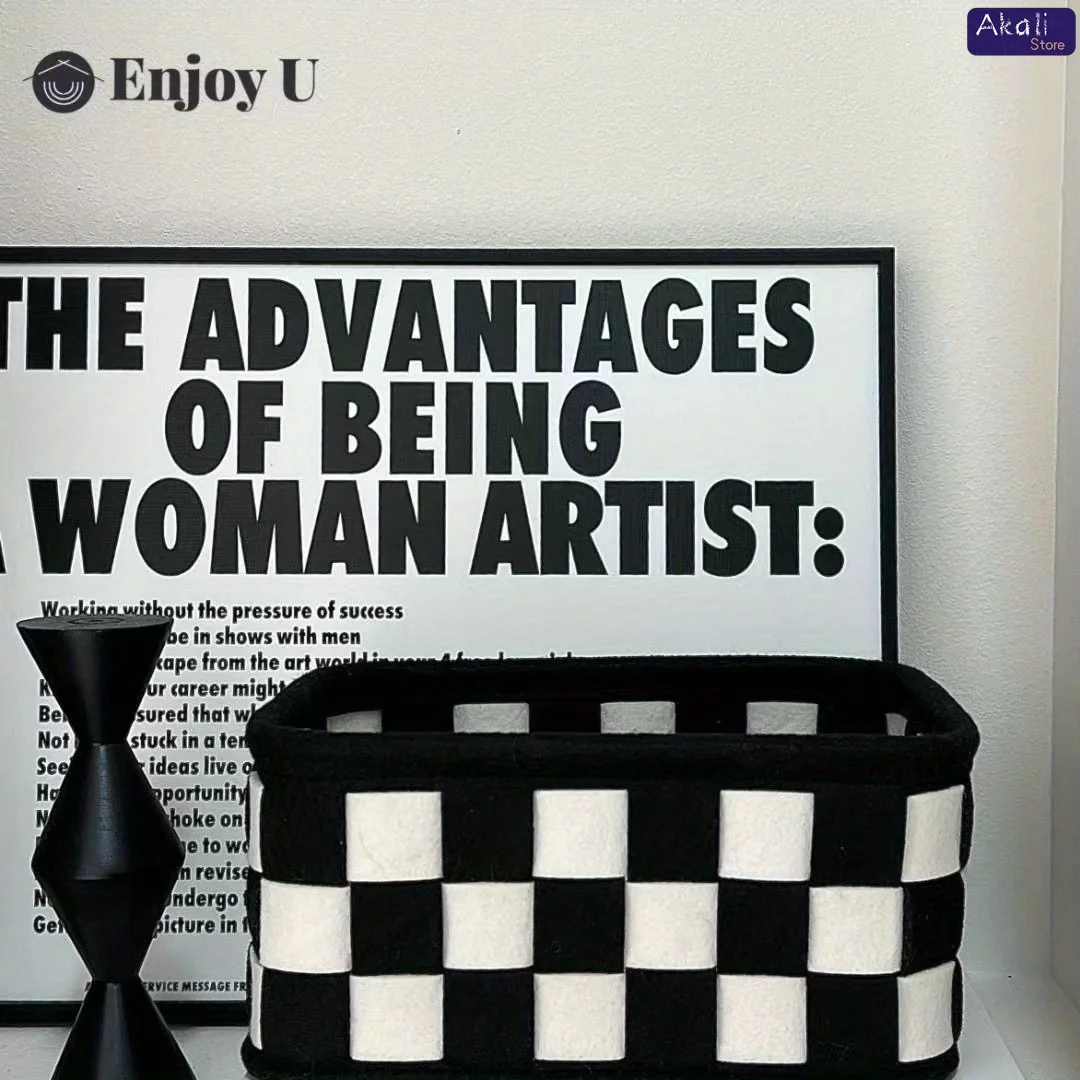 Cosmetic Bags - 2026黒と白のチェック柄収納バスケットデスクトップ化粧品収納オーガナイザースナックとおもちゃ収納バスケットホームデコレーション