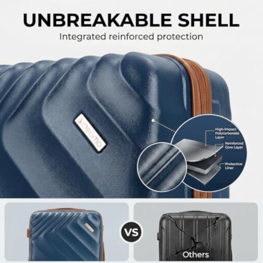 5ピースハードシェル拡張可能ラゲージセット、機内持ち込み可能 - Expandable Hard Shell Luggage Set のレビューと価格