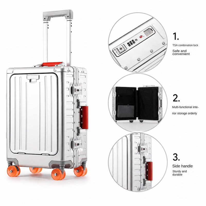 オールアルミマグネシウム合金製スーツケース キャビンラゲージ - Front Opening Laptop Luggage 24 Inch のレビューと価格