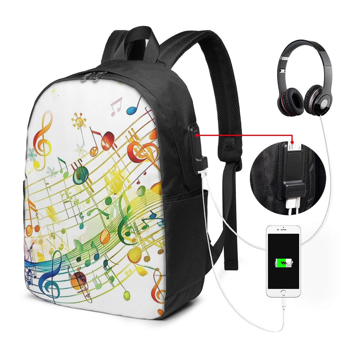 抽象的なピアノの鍵盤と音符バックパック旅行ノートバッグコンピ - Travel Bags のレビューと価格