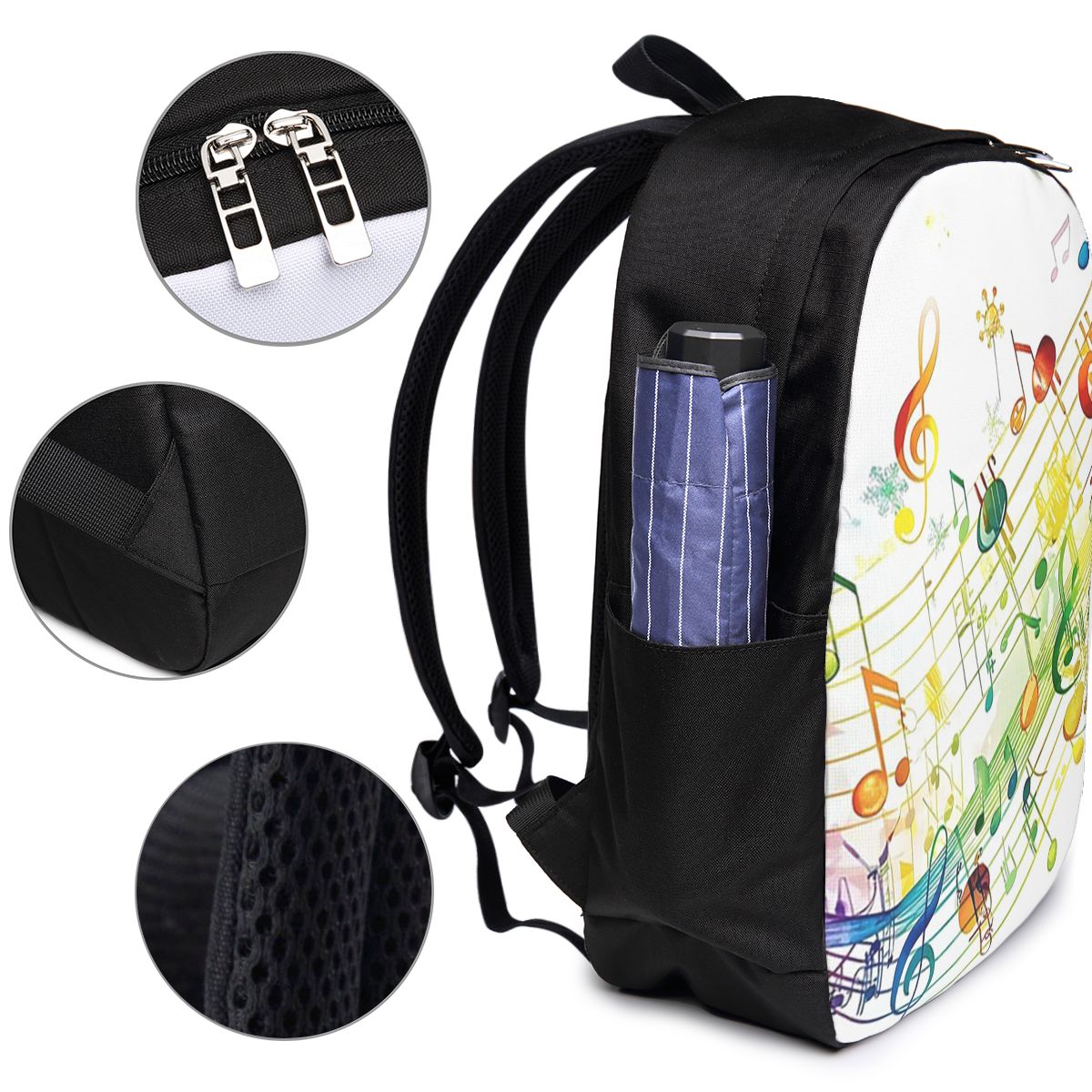 抽象的なピアノの鍵盤と音符バックパック旅行ノートバッグコンピ - Travel Bags のレビューと価格