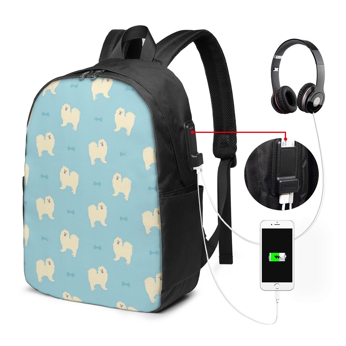 サモエド犬バックパック旅行ノートブックバッグコンピュータ大学 - Backpacks のレビューと価格