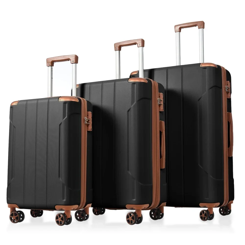 3ピース拡張可能ハードシェルABSスーツケースセット、ダブル - Expandable Hard Shell Luggage Set のレビューと価格