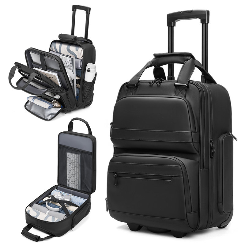 旅行用トロリービジネスバックパック、男性用ホイール付きバック - Foldable Rolling Luggage Bag のレビューと価格
