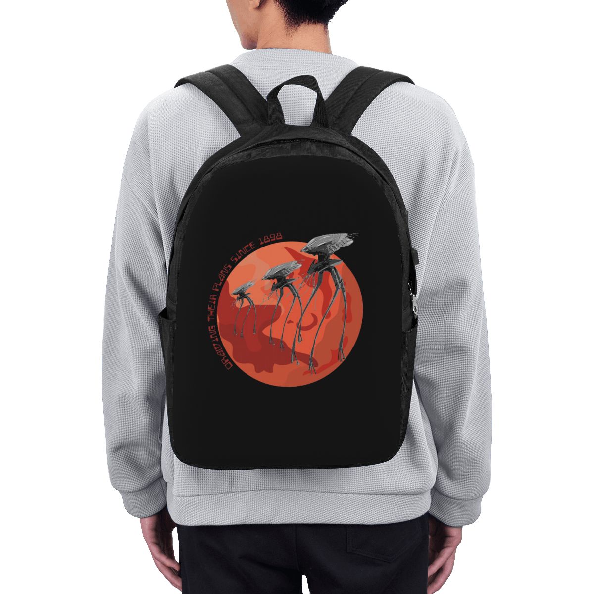 1898年以来の「世界の戦争」の計画図が描かれたバックパック - Travel Bags のレビューと価格