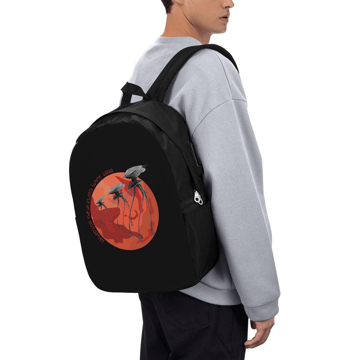 1898年以来の「世界の戦争」の計画図が描かれたバックパック - Travel Bags のレビューと価格