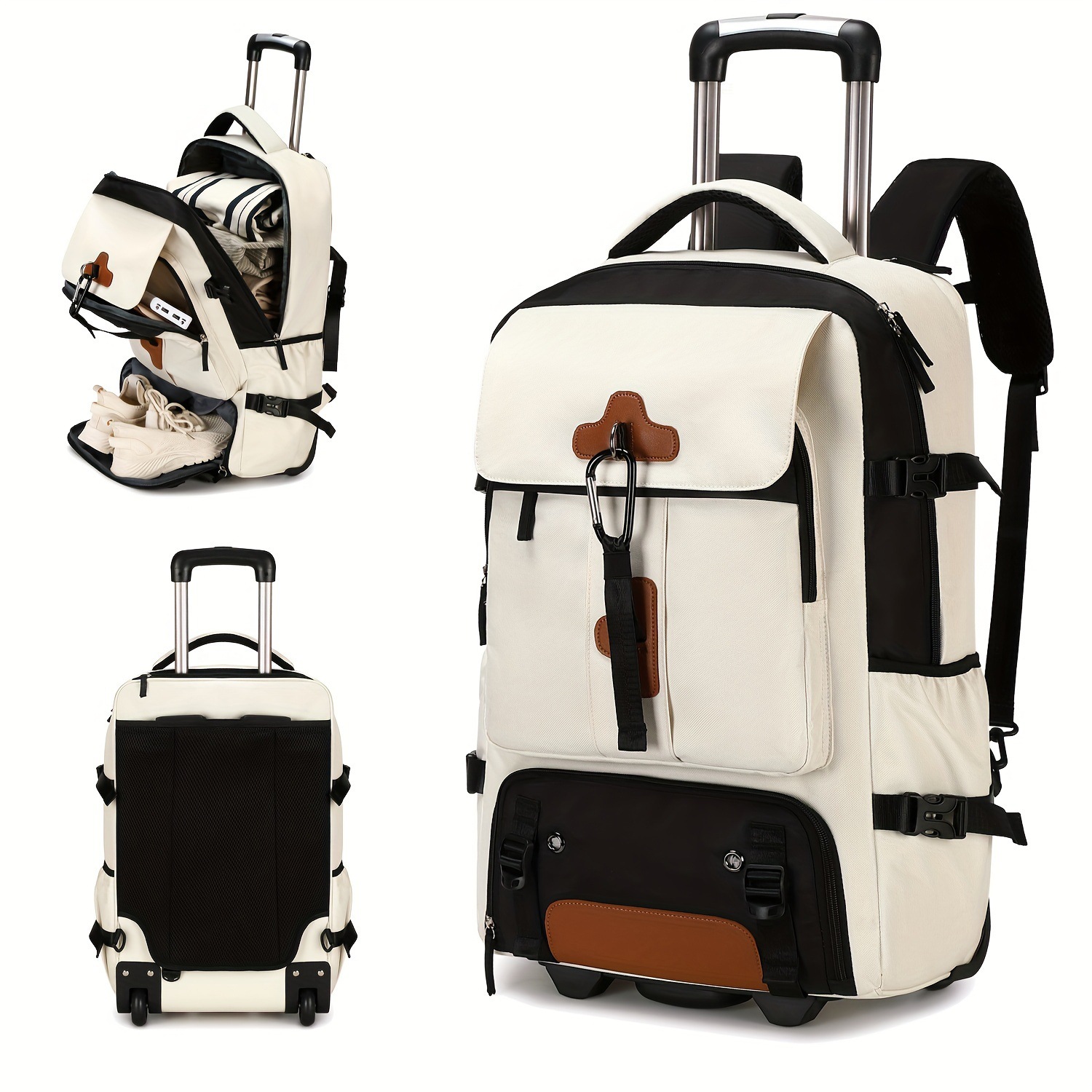 ローリングバックパック 大容量旅行用バックパック 車輪付き  - Foldable Rolling Luggage Bag のレビューと価格
