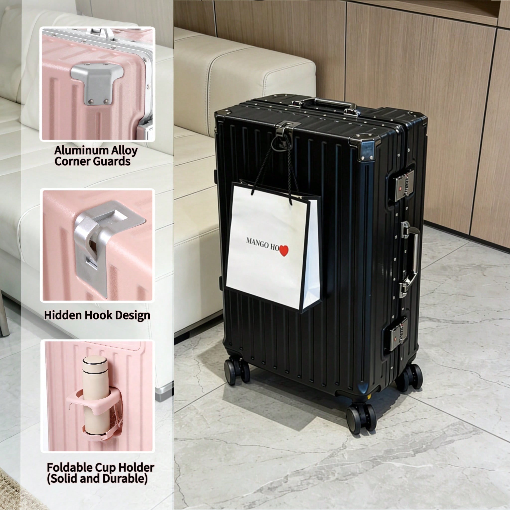 20インチ機内持ち込み可能スーツケース、航空会社承認済み、P - Aluminum Frame Carry On Luggage のレビューと価格